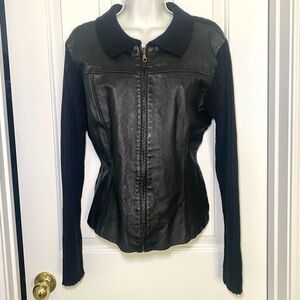 Women's Black Leather Zip-Front Jacket